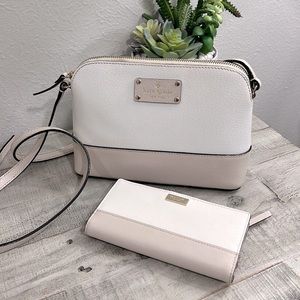 Like NEW ♠️ Kate Spade Crossbody Bag, Wallet Bundle Cream & Tan Leather Set of 2